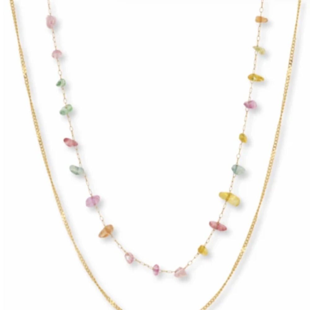 Elegant Gold and Multicolor Stone Necklace Nwot
